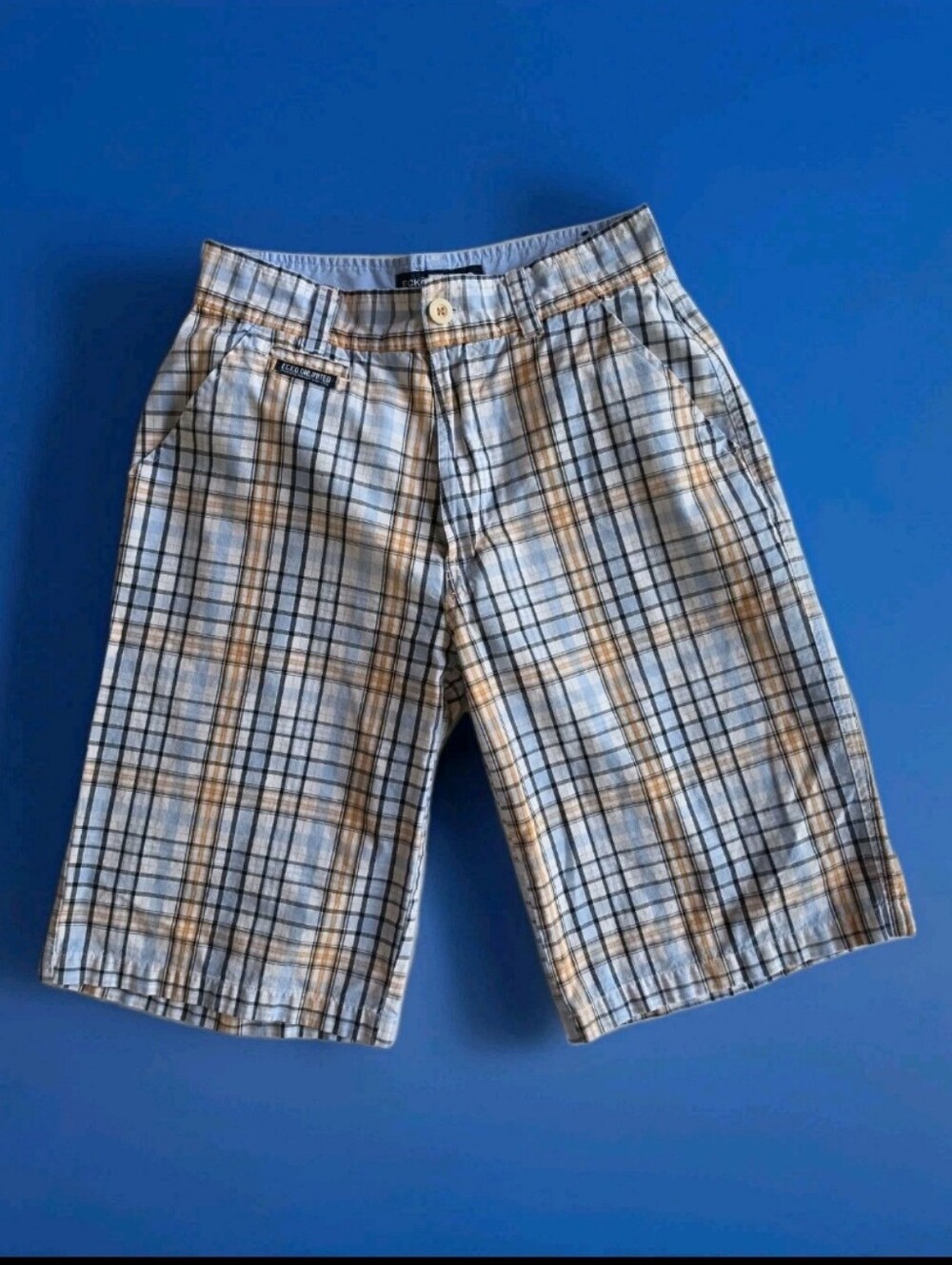 Vtg Ecko Unlimited Mens Size 30 Shorts Blue/White/Orange Bermuda Knee Length EUC